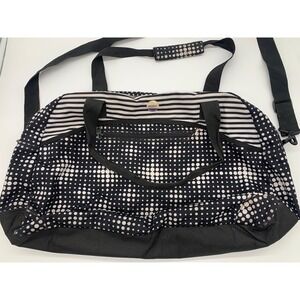 Roxy Duffel Bag Womens Black White Polka Dot Striped Polyester Travel ERJBL03076
